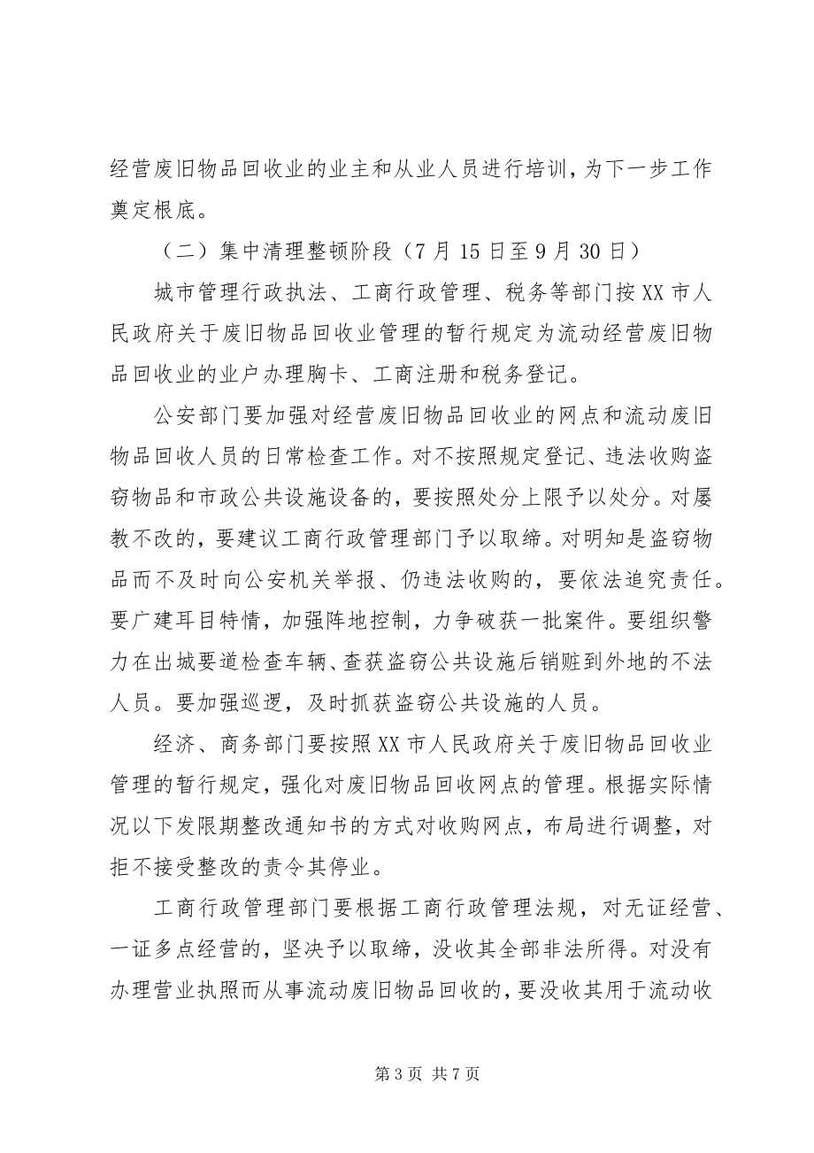 2023年清理整顿废旧物品回收业专项行动的实施方案.docx_第3页