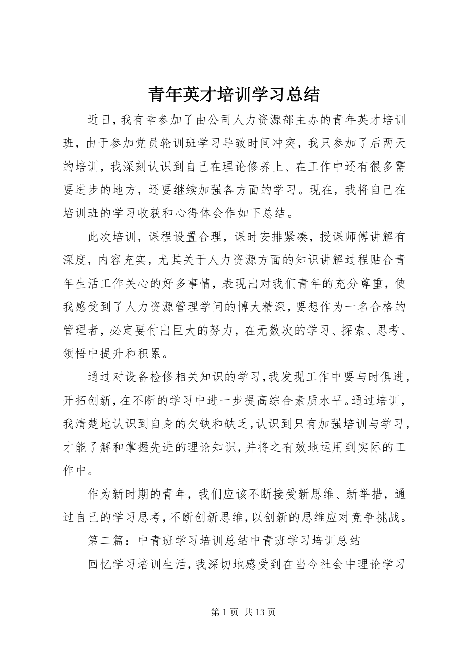 2023年青年英才培训学习总结.docx_第1页