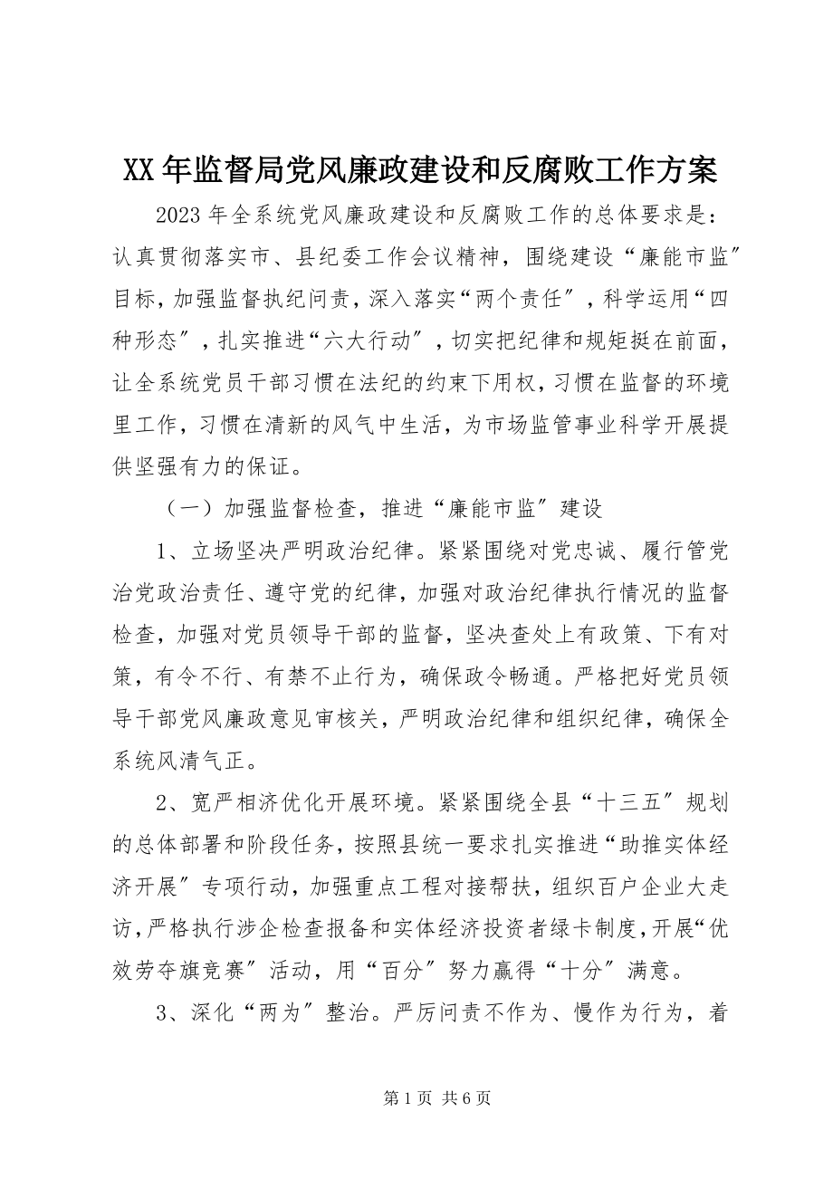 2023年监督局党风廉政建设和反腐败工作计划.docx_第1页