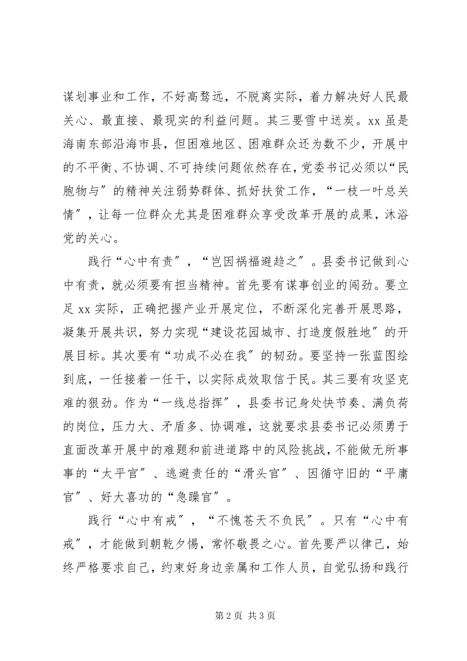 2023年四有干部心得体会做模范践行“四有”的县委书记.docx_第2页