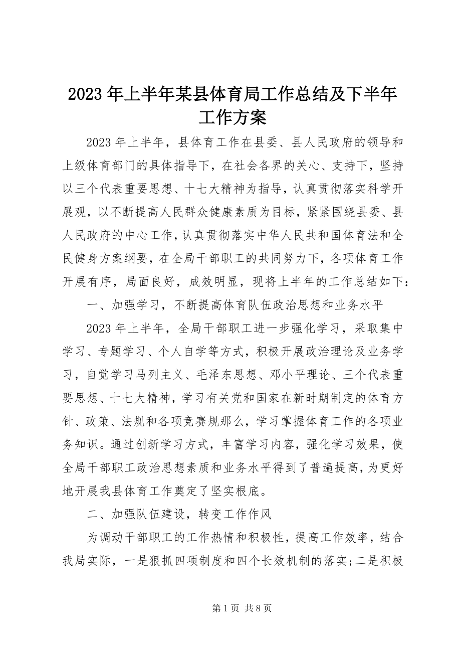 2023年上半年某县体育局工作总结及下半工作计划.docx_第1页