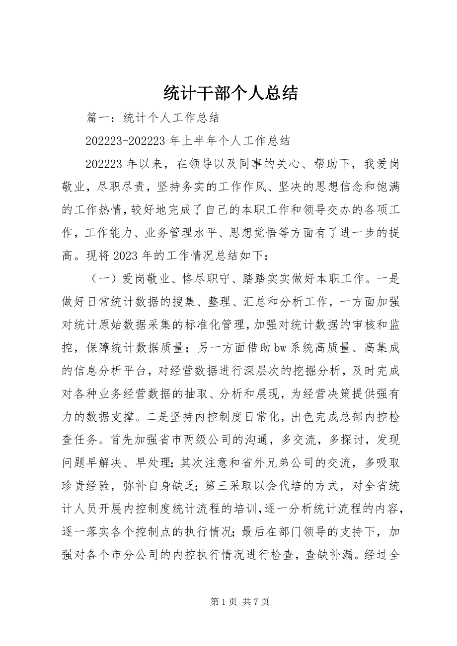 2023年统计干部个人总结.docx_第1页