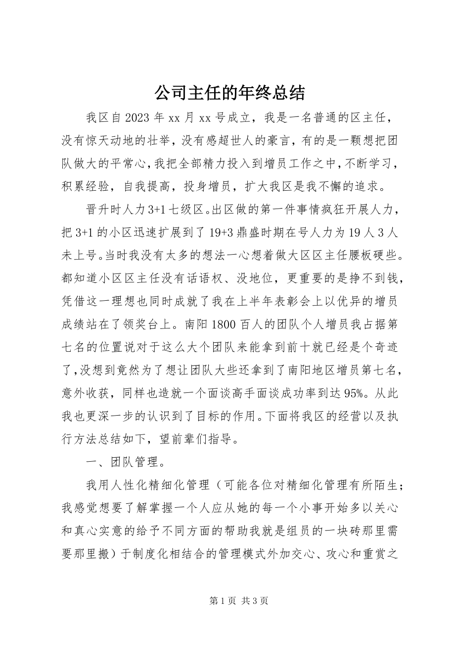 2023年公司主任的年终总结.docx_第1页