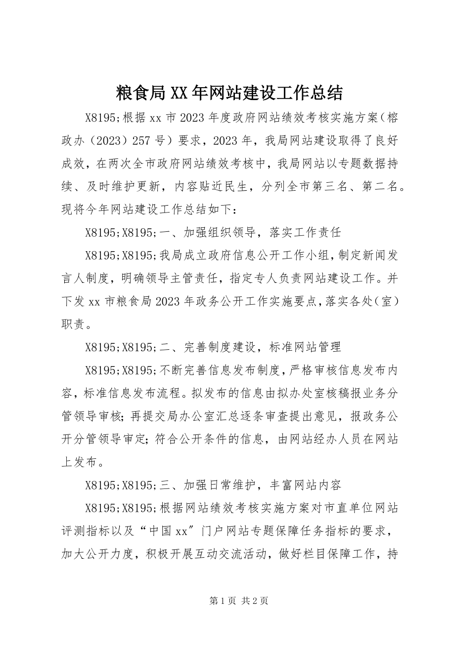 2023年粮食局网站建设工作总结.docx_第1页