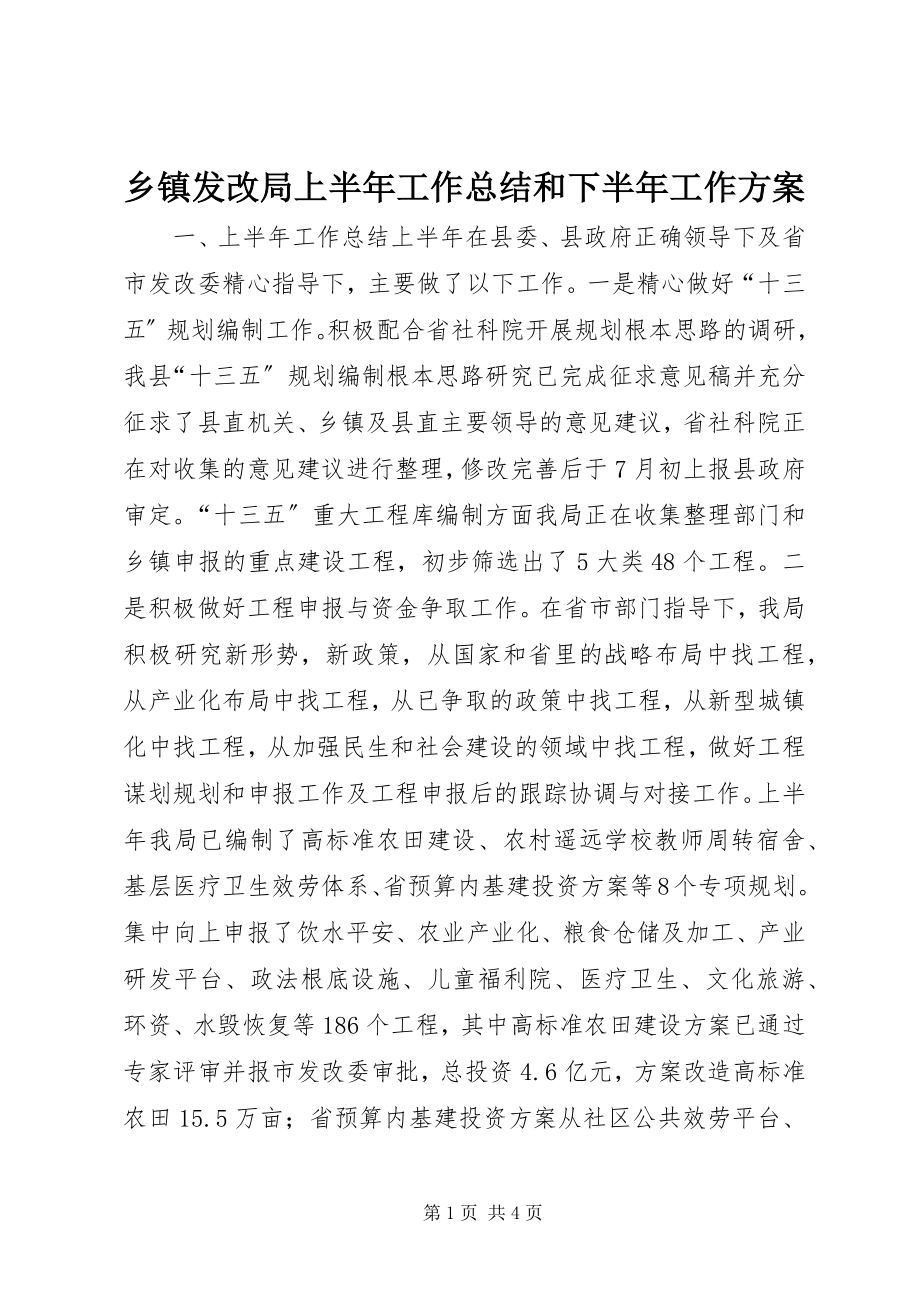 2023年乡镇发改局上半年工作总结和下半年工作计划.docx_第1页