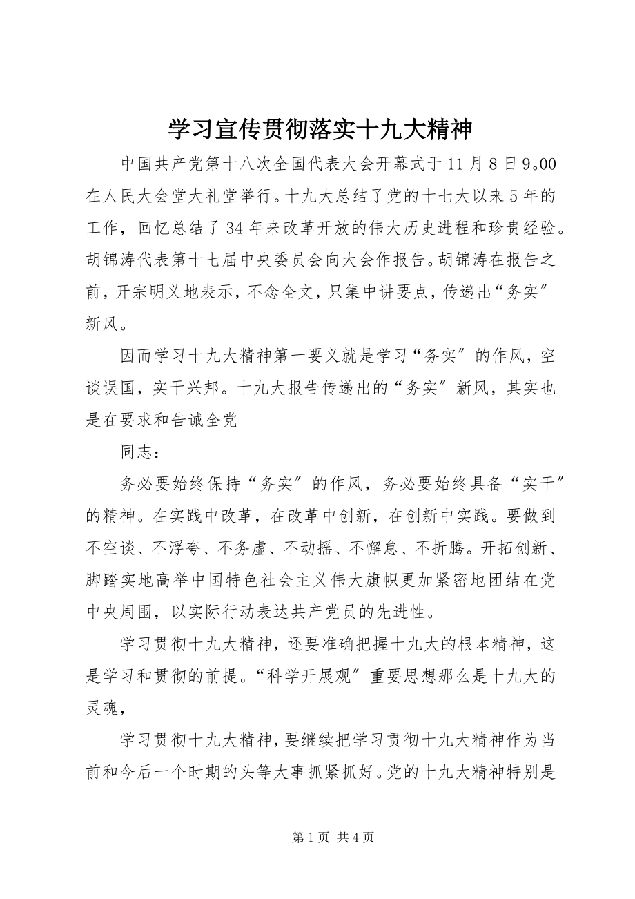 2023年学习宣传贯彻落实十九大精神.docx_第1页