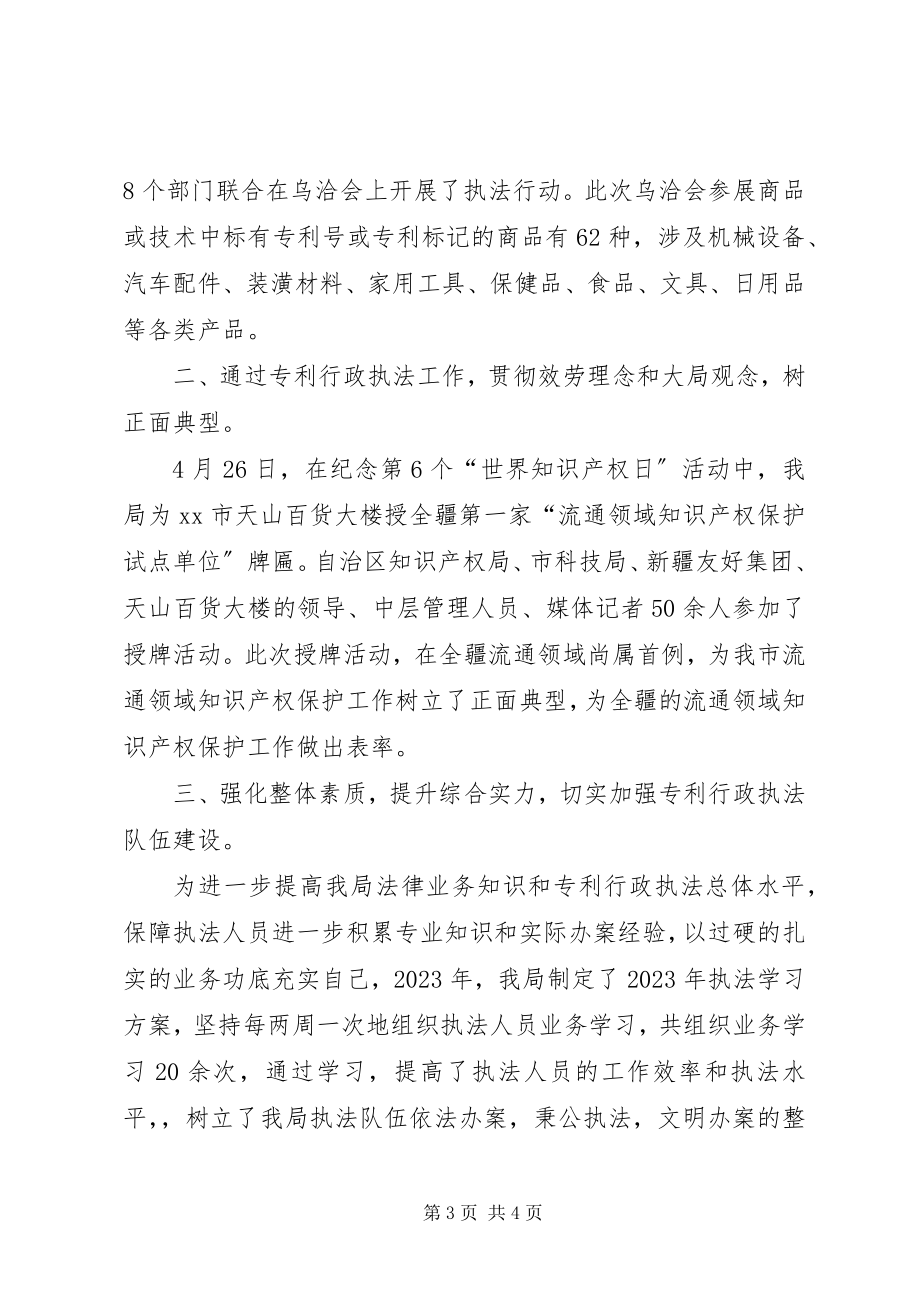 2023年市知识产权局行政执法工作总结2.docx_第3页