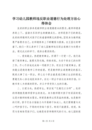 2023年学习《幼儿园教师违反职业道德行为处理办法》心得体会.docx