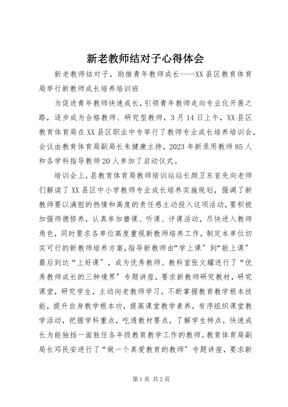 2023年新老教师结对子心得体会.docx_第1页