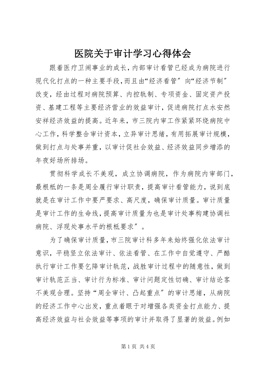 2023年医院关于审计学习心得体会.docx_第1页