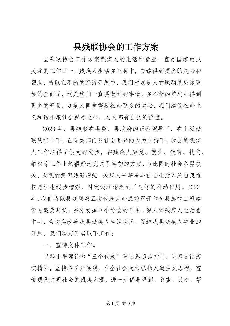 2023年县残联协会的工作计划.docx_第1页