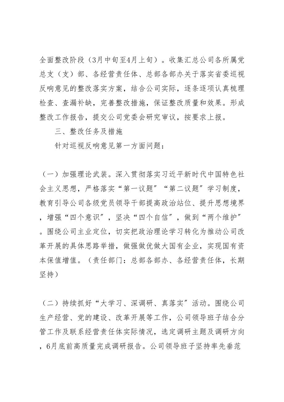 2023年公司党委关于巡视反馈意见的整改方案.doc_第2页