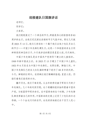 2023年迎接建队日国旗致辞.docx