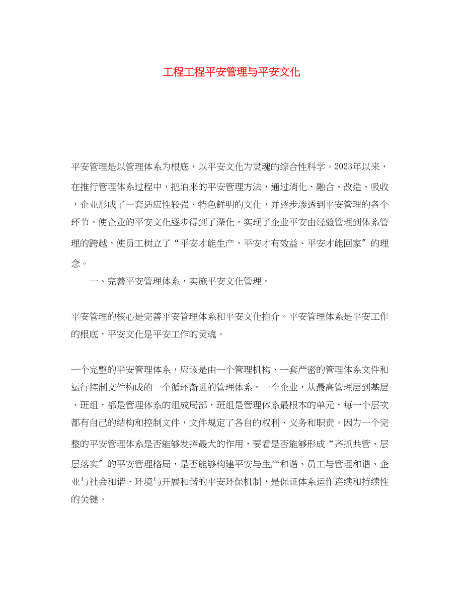 2023年《安全文化》之工程项目安全管理与安全文化.docx_第1页