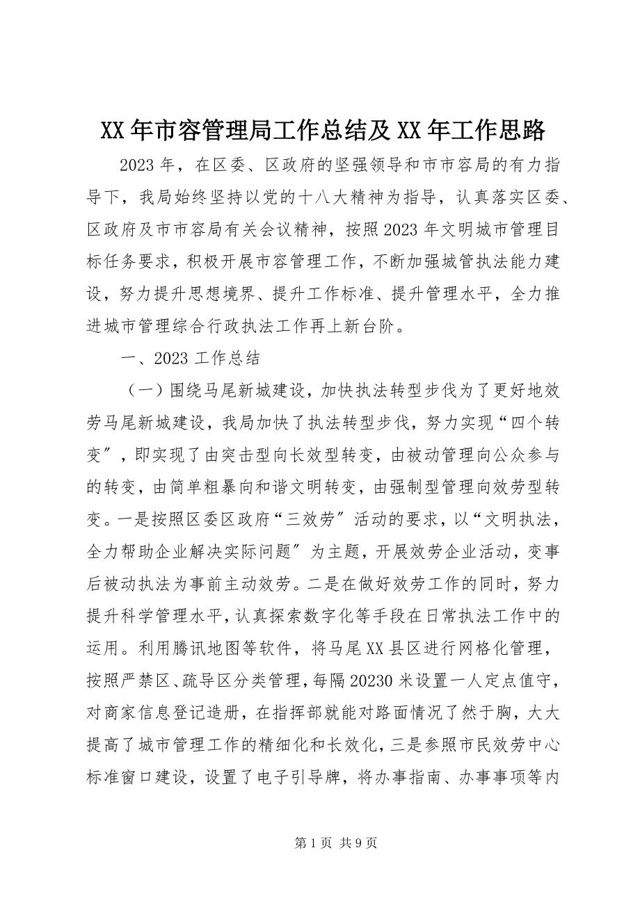 2023年市容管理局工作总结及工作思路.docx_第1页