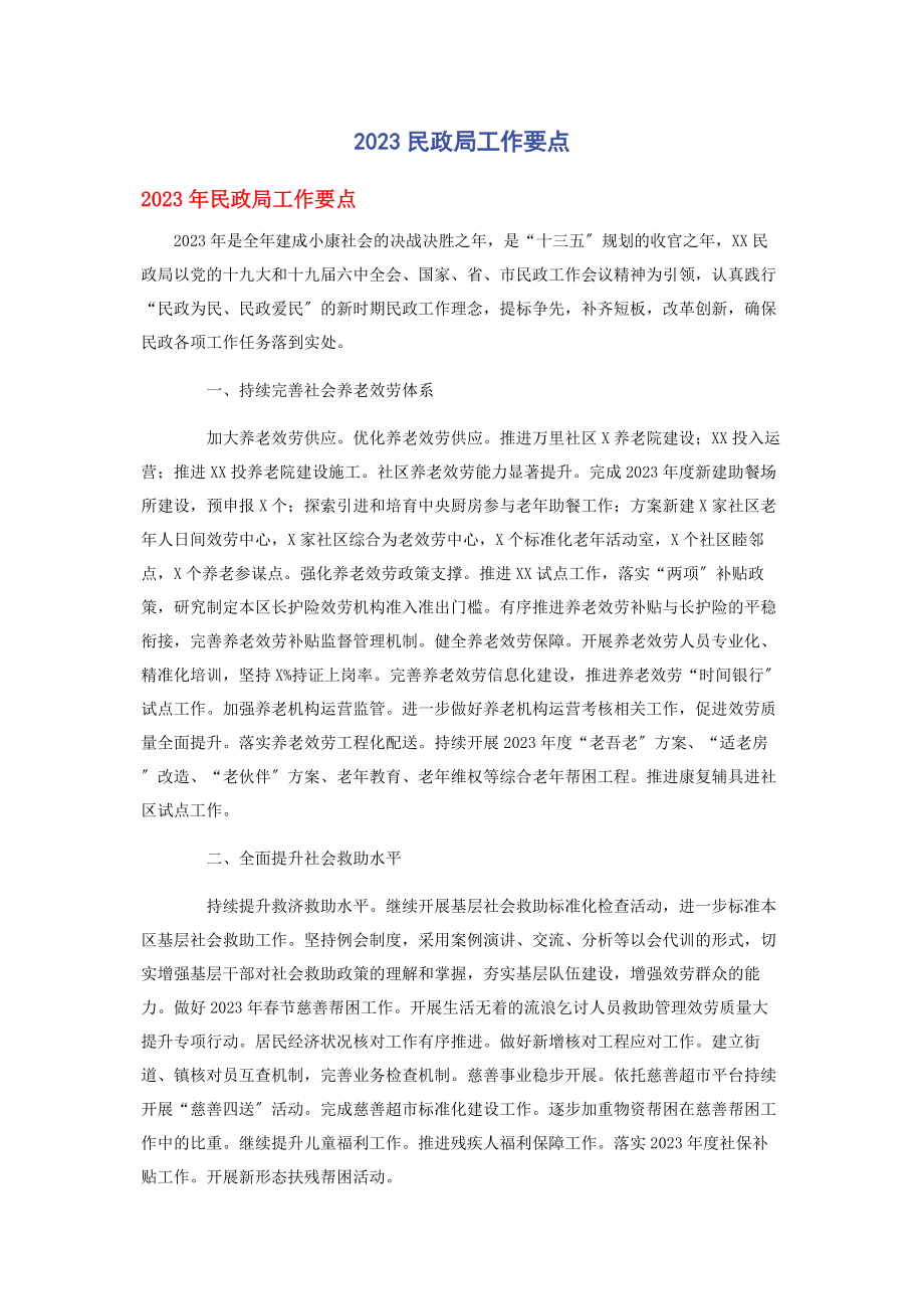 2023年民政局工作要点.docx_第1页