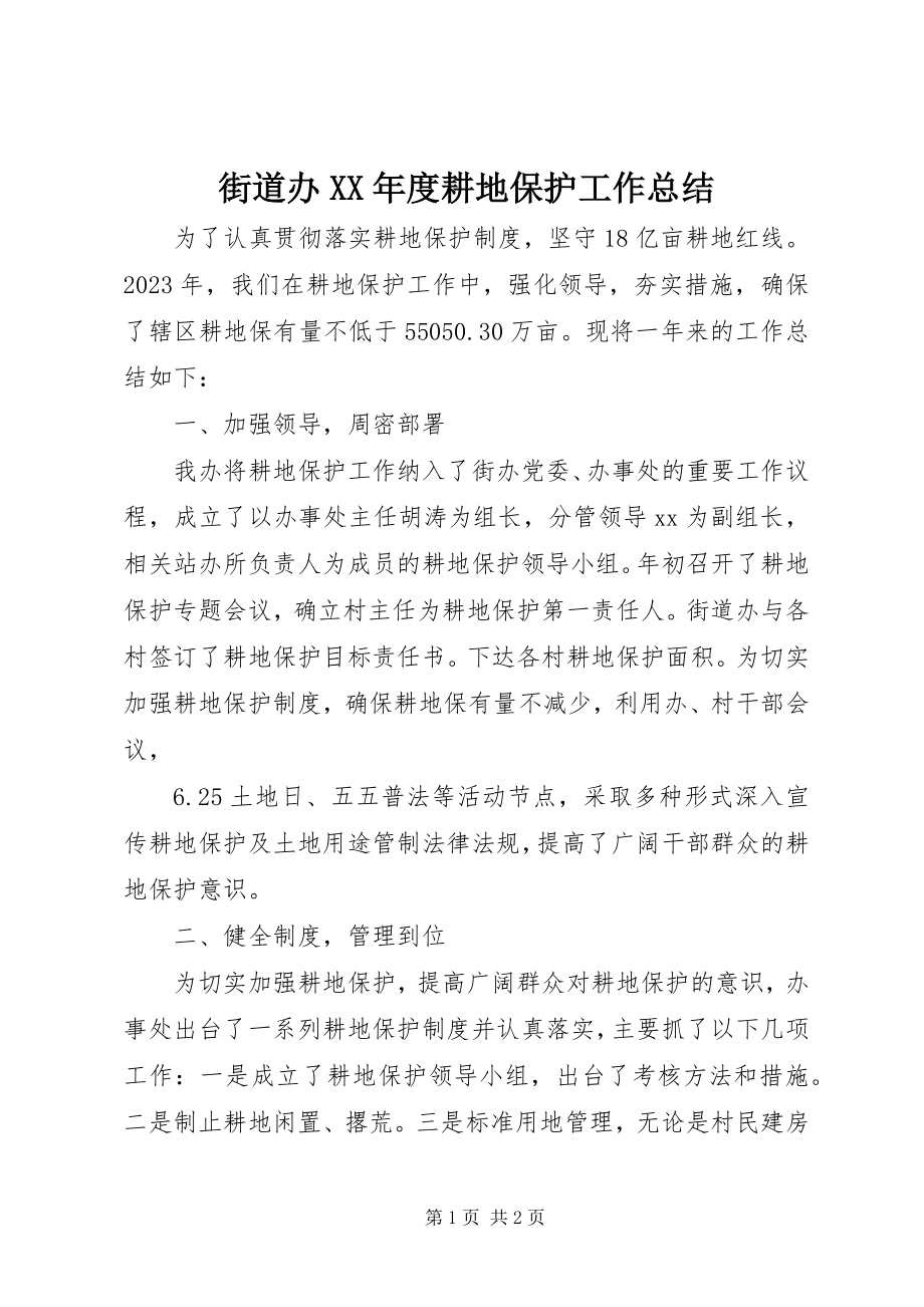 2023年街道办度耕地保护工作总结.docx_第1页