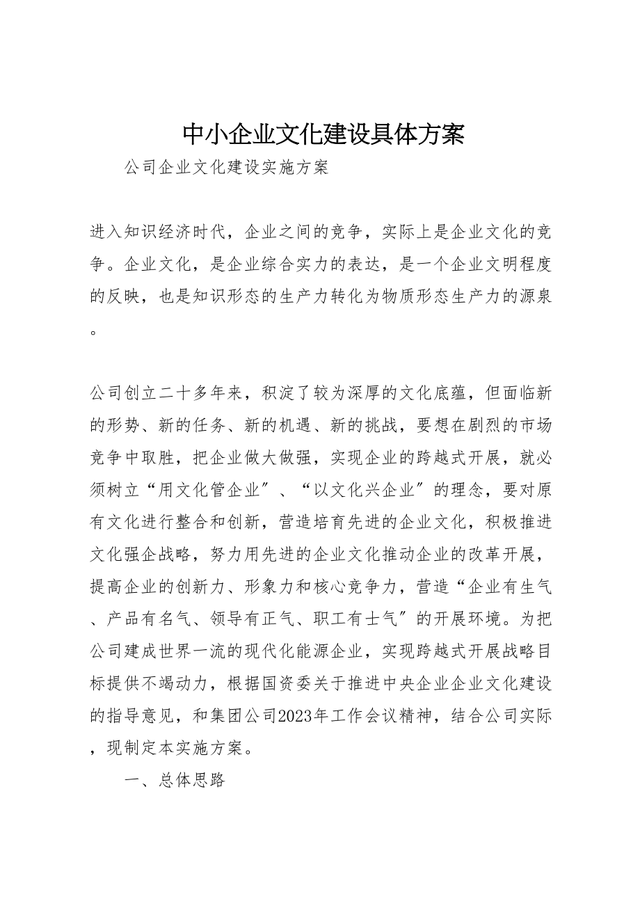 2023年中小企业文化建设具体方案 3.doc_第1页