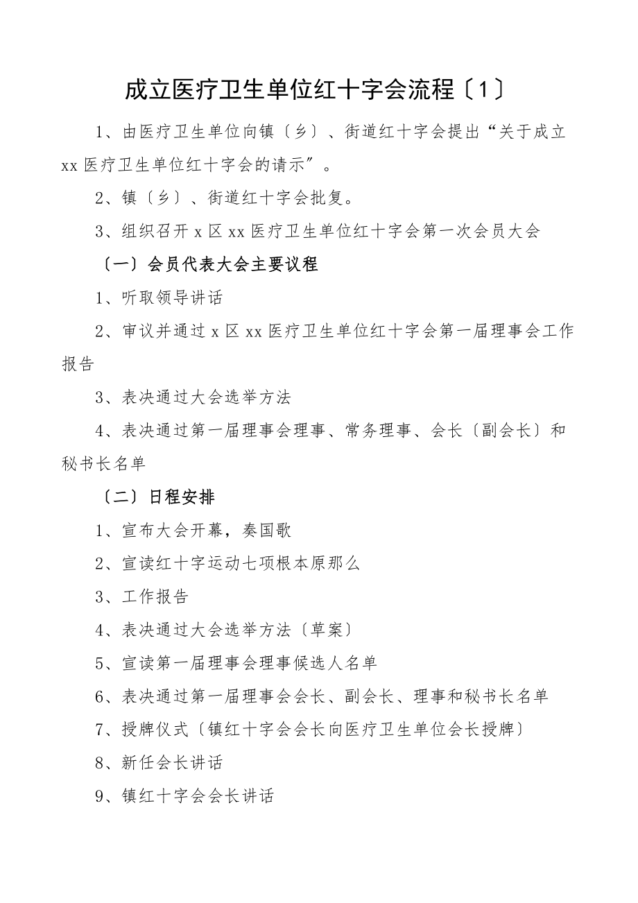 2023年医疗卫生单位红十字会成立流程主持词大会宣传口号申请表推荐表等医院范文.docx_第1页