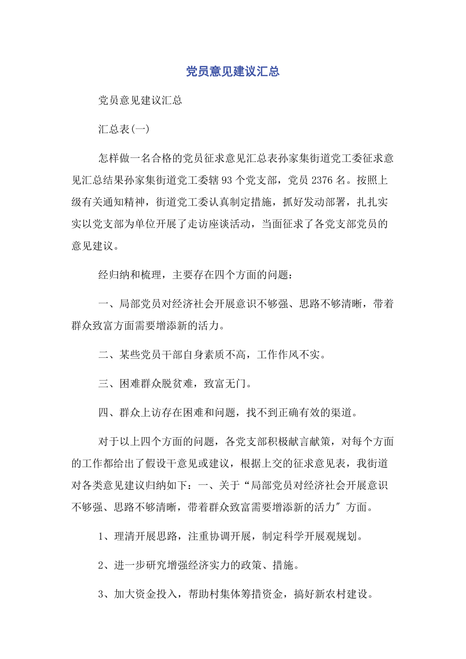 2023年党员意见建议汇总.docx_第1页