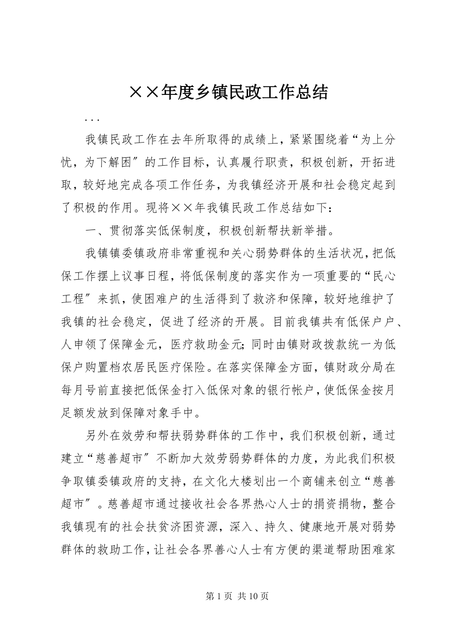 2023年度乡镇民政工作总结新编.docx_第1页