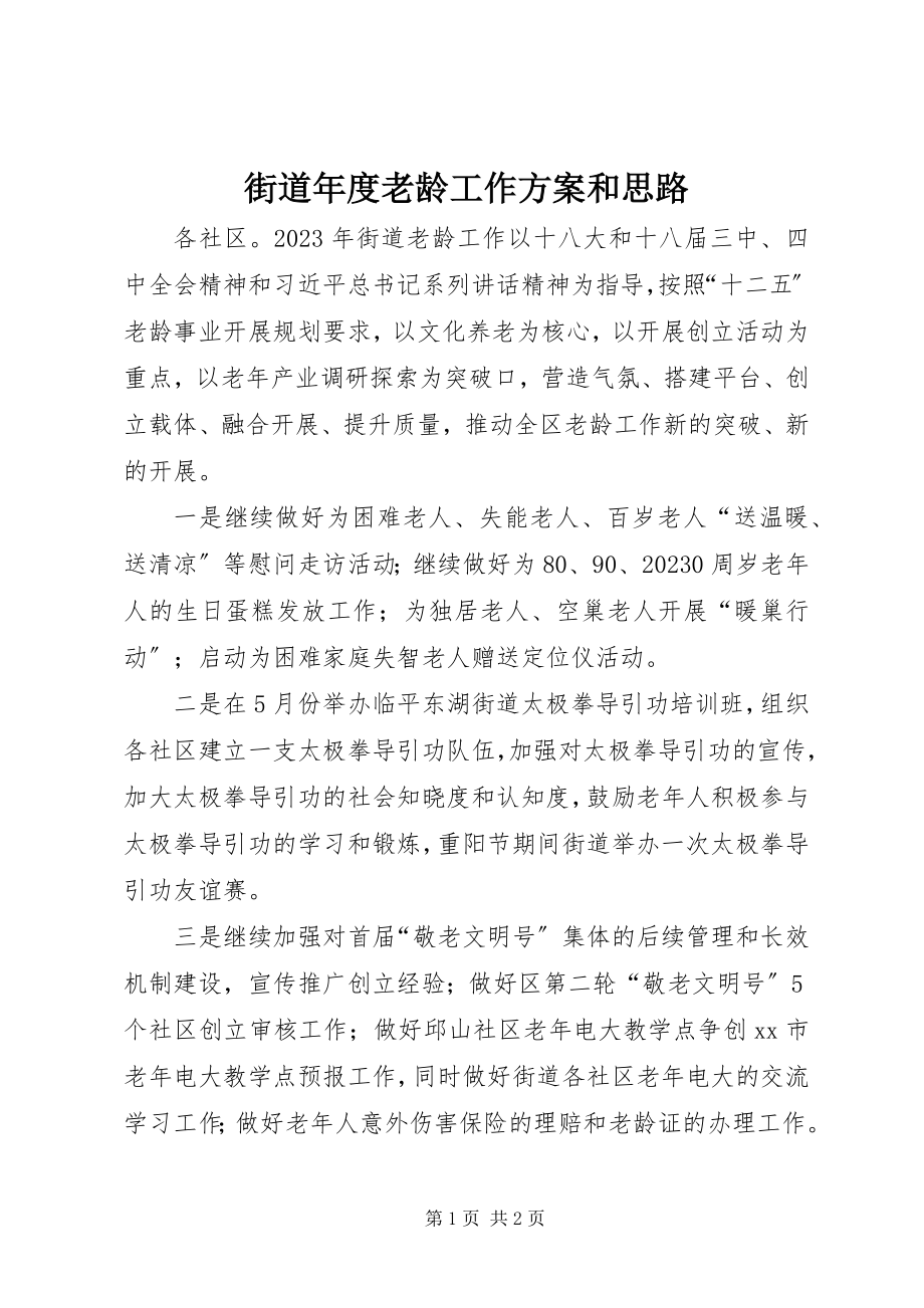 2023年街道度老龄工作计划和思路.docx_第1页