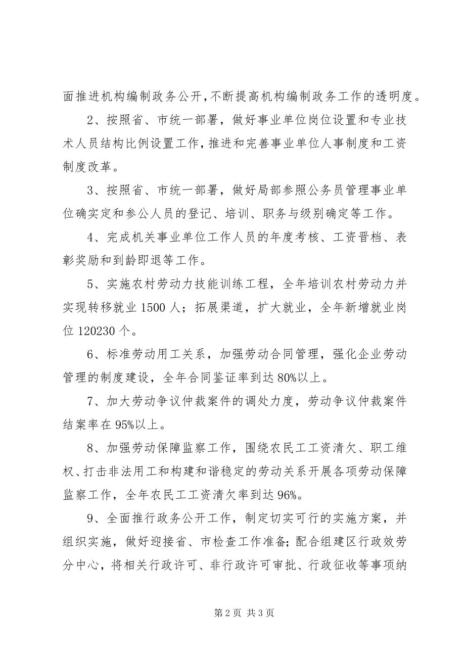 2023年人事劳动和社会保障局年度工作目标人事工作计划新编.docx_第2页