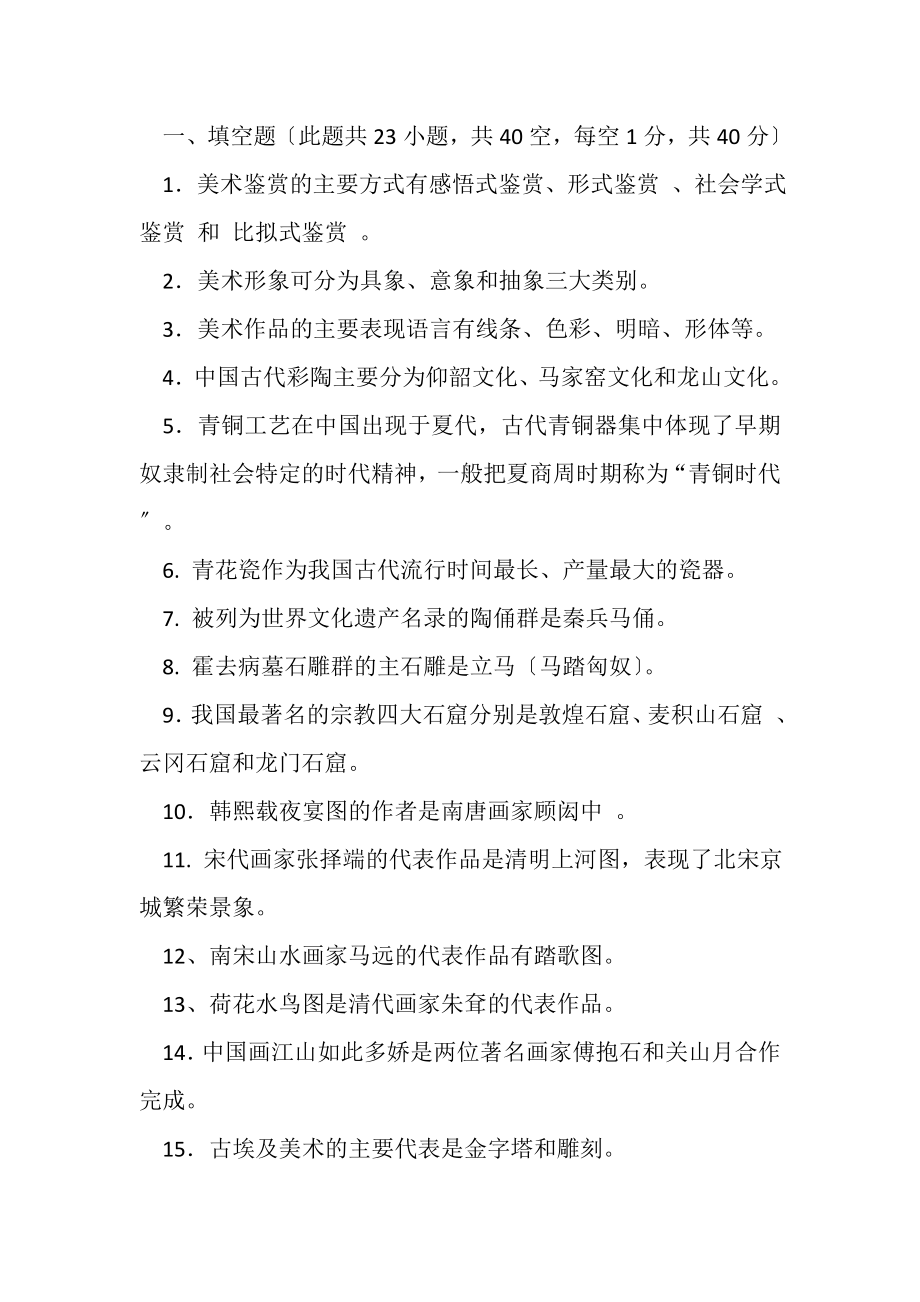 2023年普通高中美术课程美术鉴赏模块试卷二有答案.doc_第2页