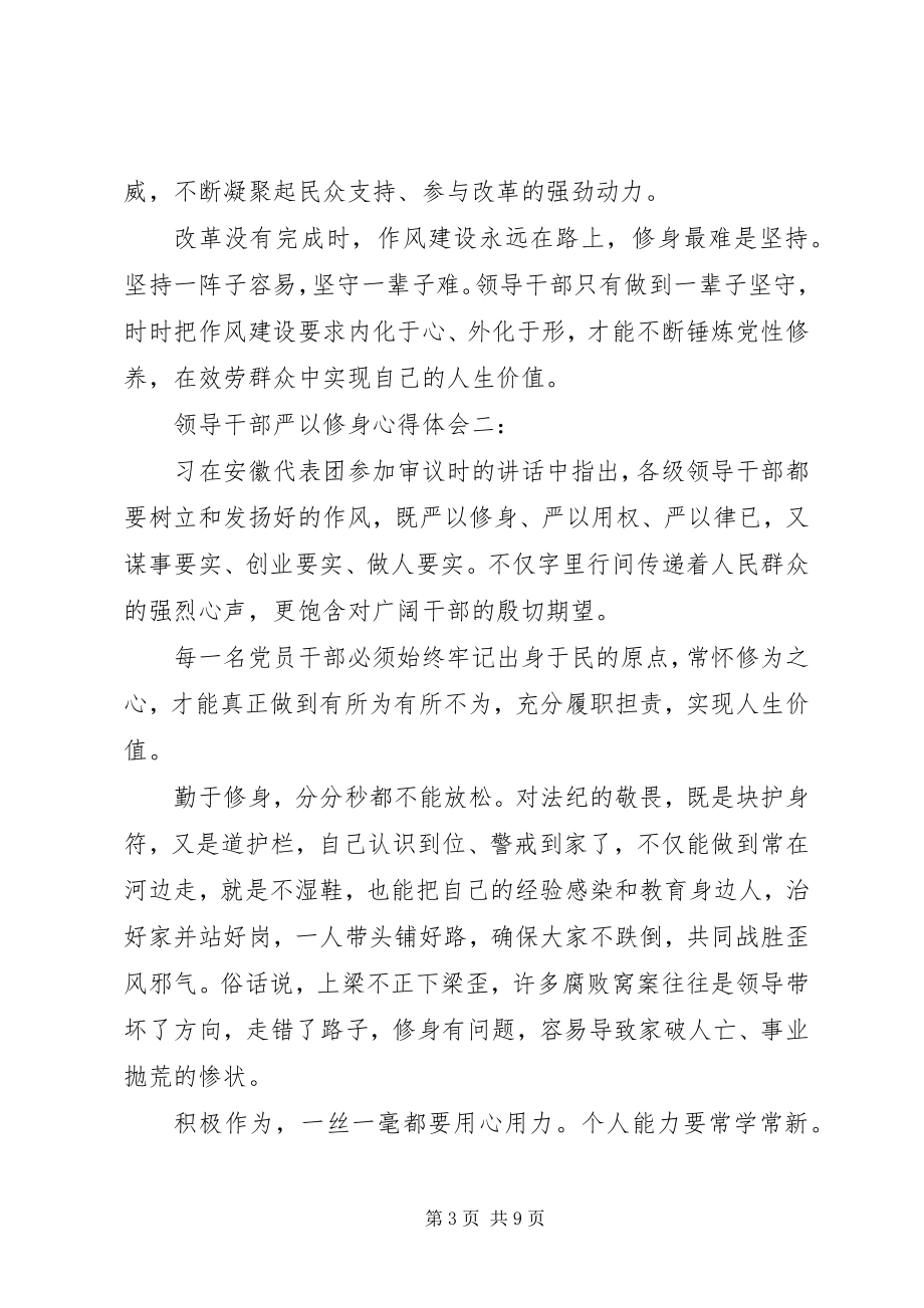 2023年领导干部严以修身心得体会4篇.docx_第3页