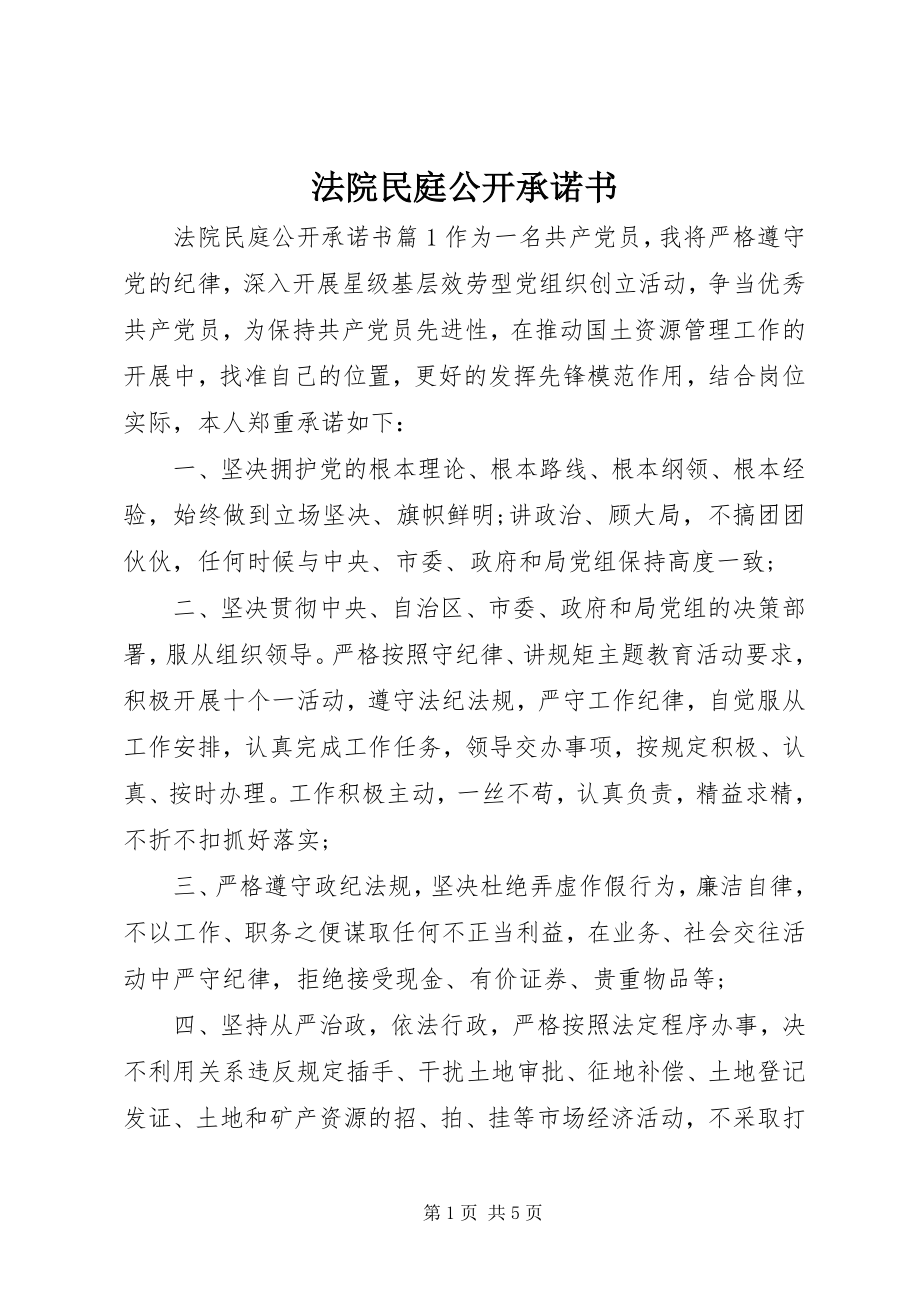 2023年法院民庭公开承诺书.docx_第1页