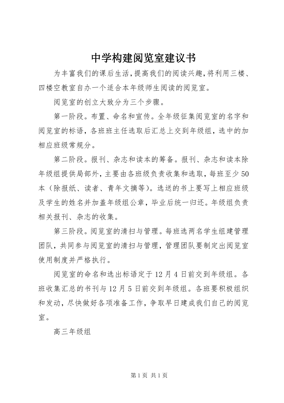 2023年中学构建阅览室倡议书.docx_第1页