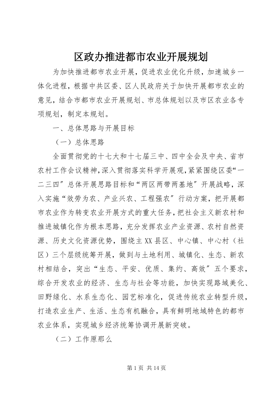 2023年区政办推进都市农业发展规划.docx_第1页