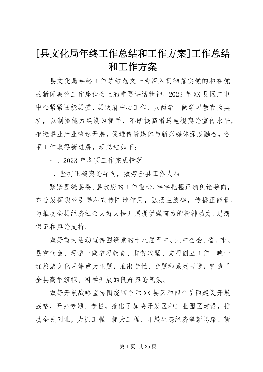 2023年县文化局年终工作总结和工作计划工作总结和工作计划新编.docx_第1页