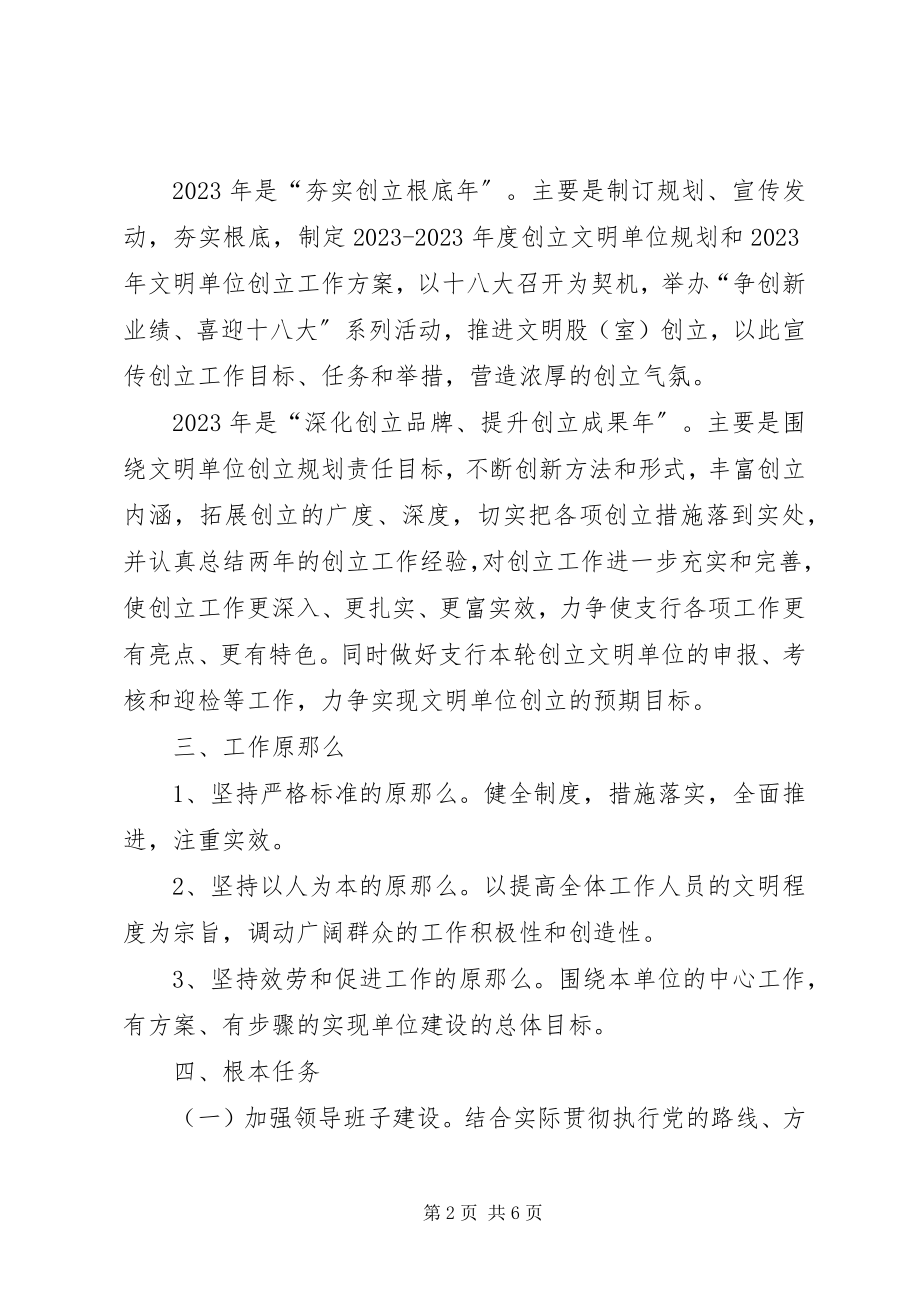 2023年支行文明单位创建工作规划.docx_第2页