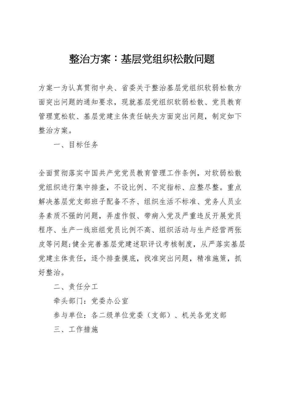 2023年整治方案基层党组织涣散问题.doc_第1页