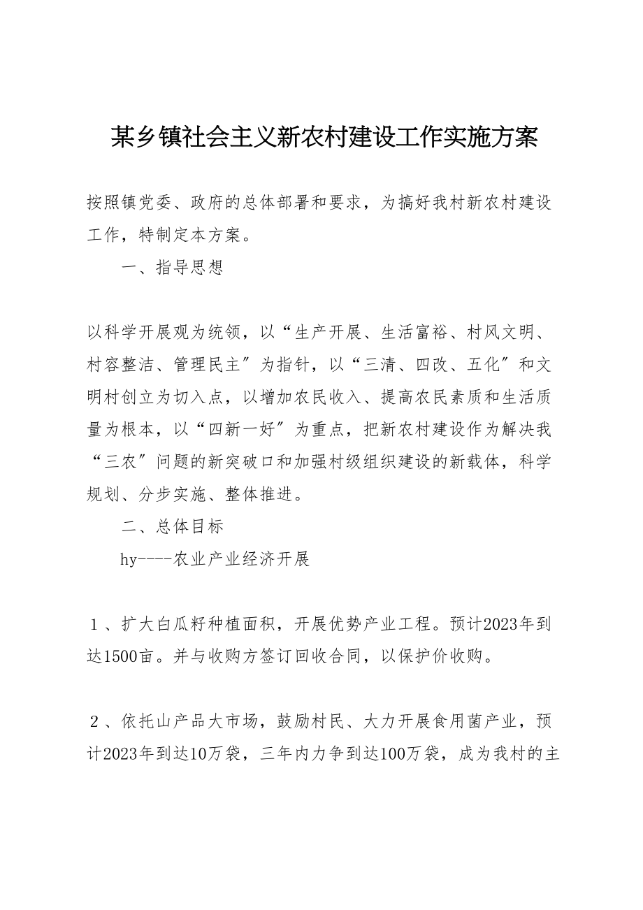 2023年某乡镇社会主义新农村建设工作实施方案.doc_第1页