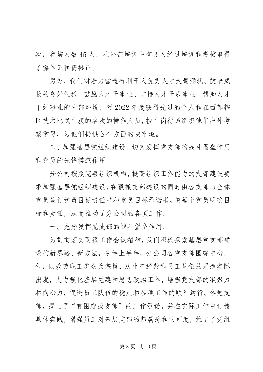 2023年XX分公司上半年党建工作汇报新编.docx_第3页