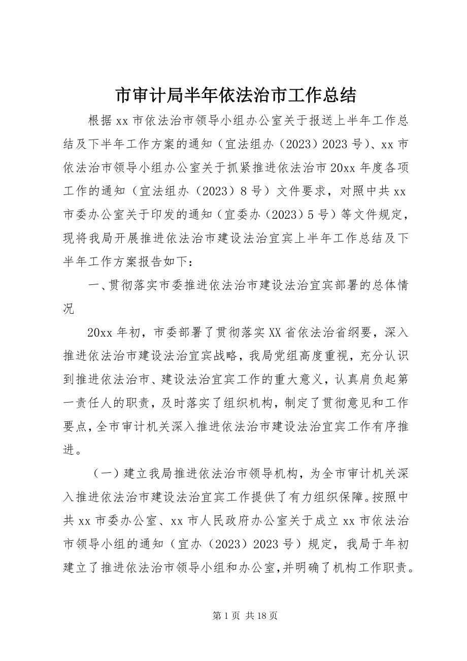 2023年市审计局半年依法治市工作总结.docx_第1页