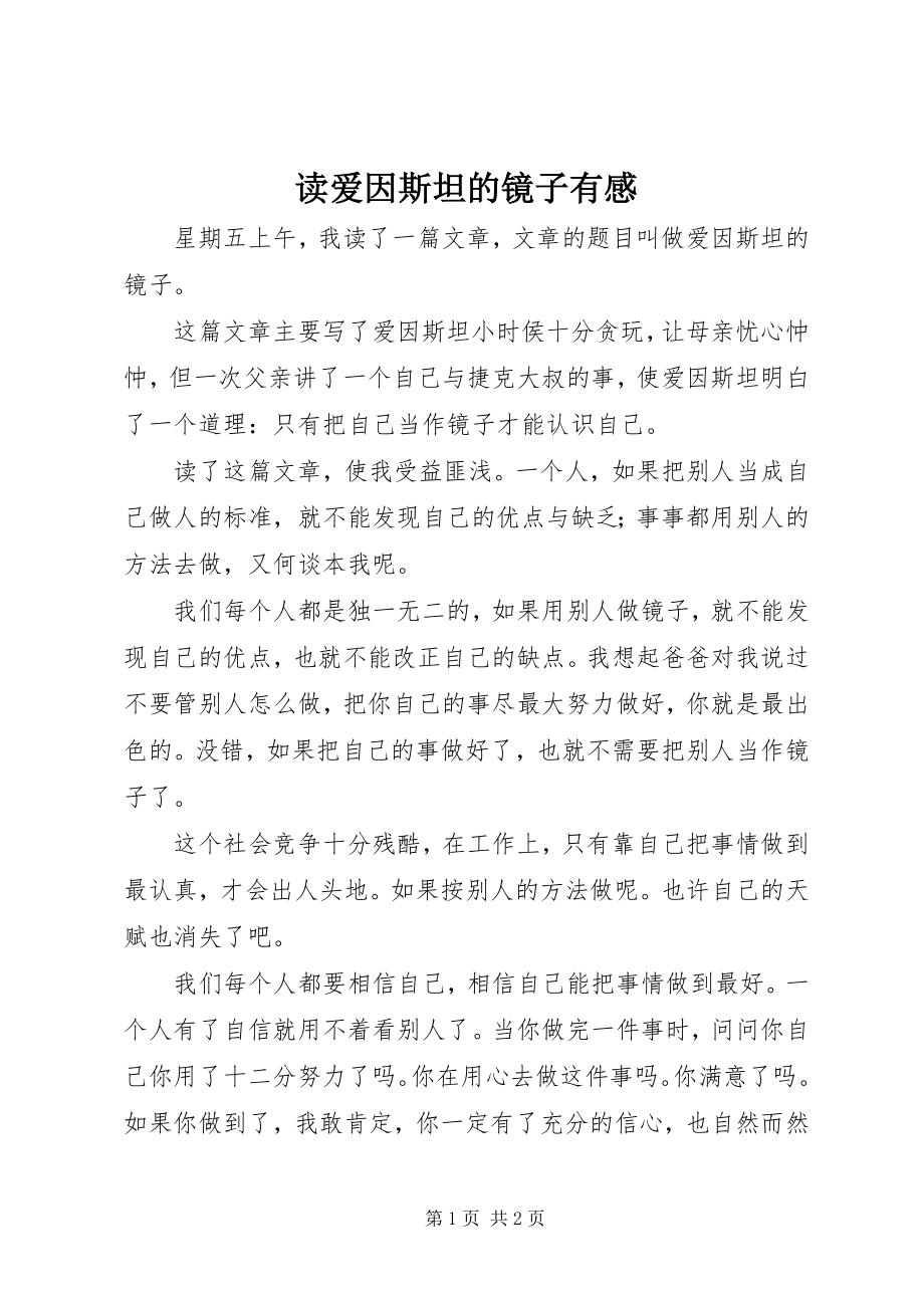 2023年读《爱因斯坦的镜子有感》.docx_第1页