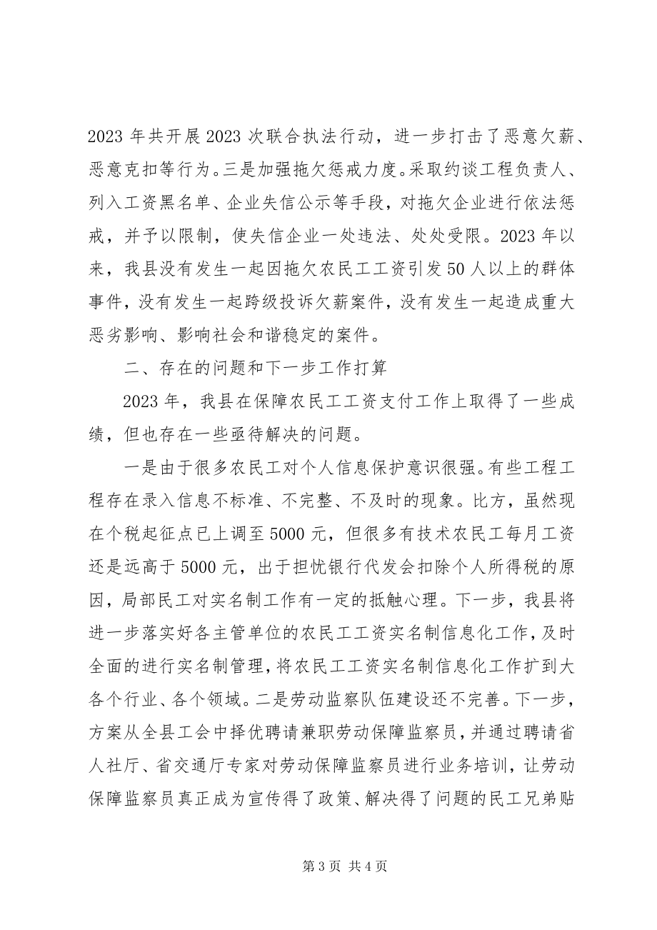 2023年全县保障农民工工资支付工作情况汇报.docx_第3页