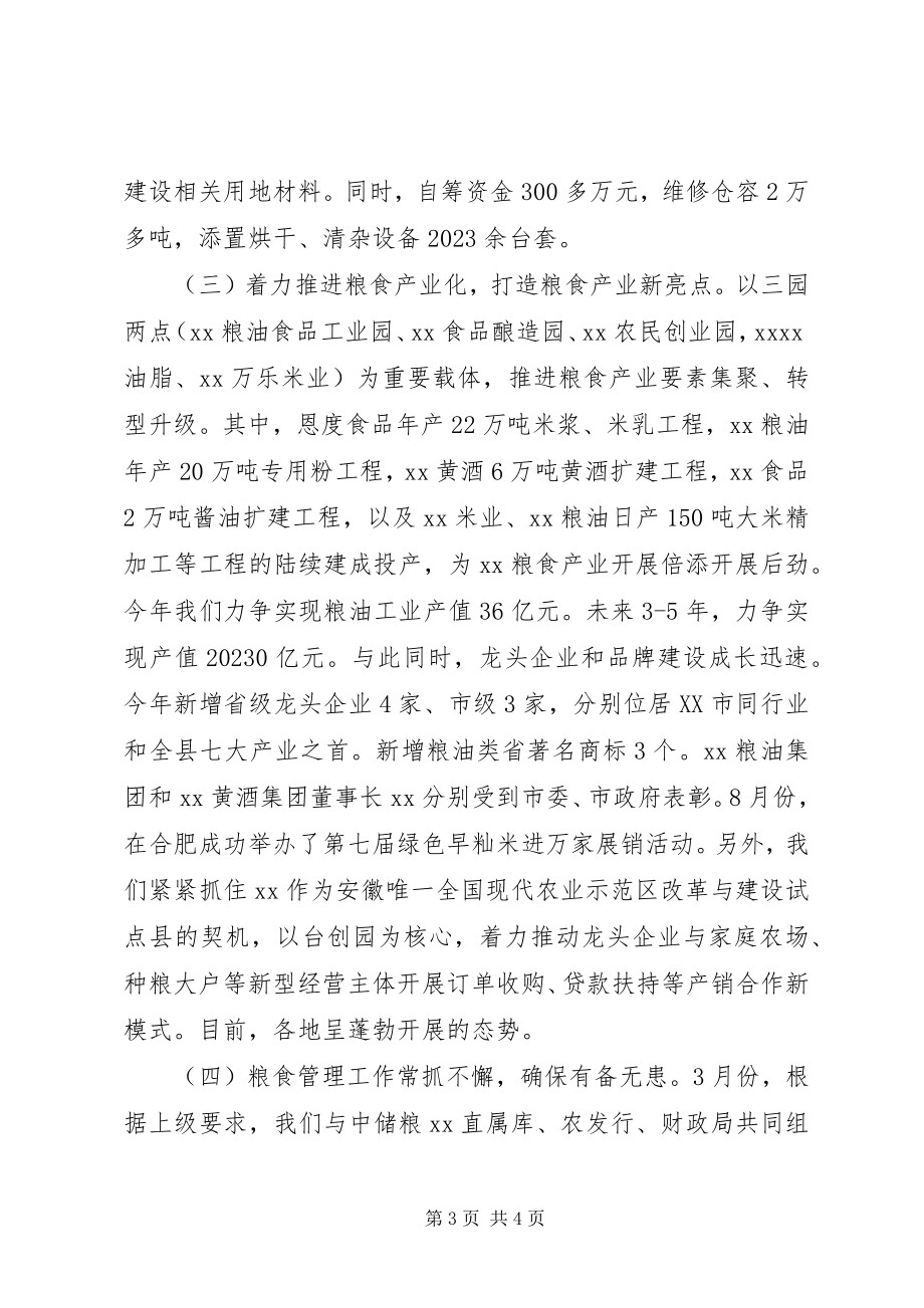 2023年县粮食局年度工作总结和工作思路.docx_第3页