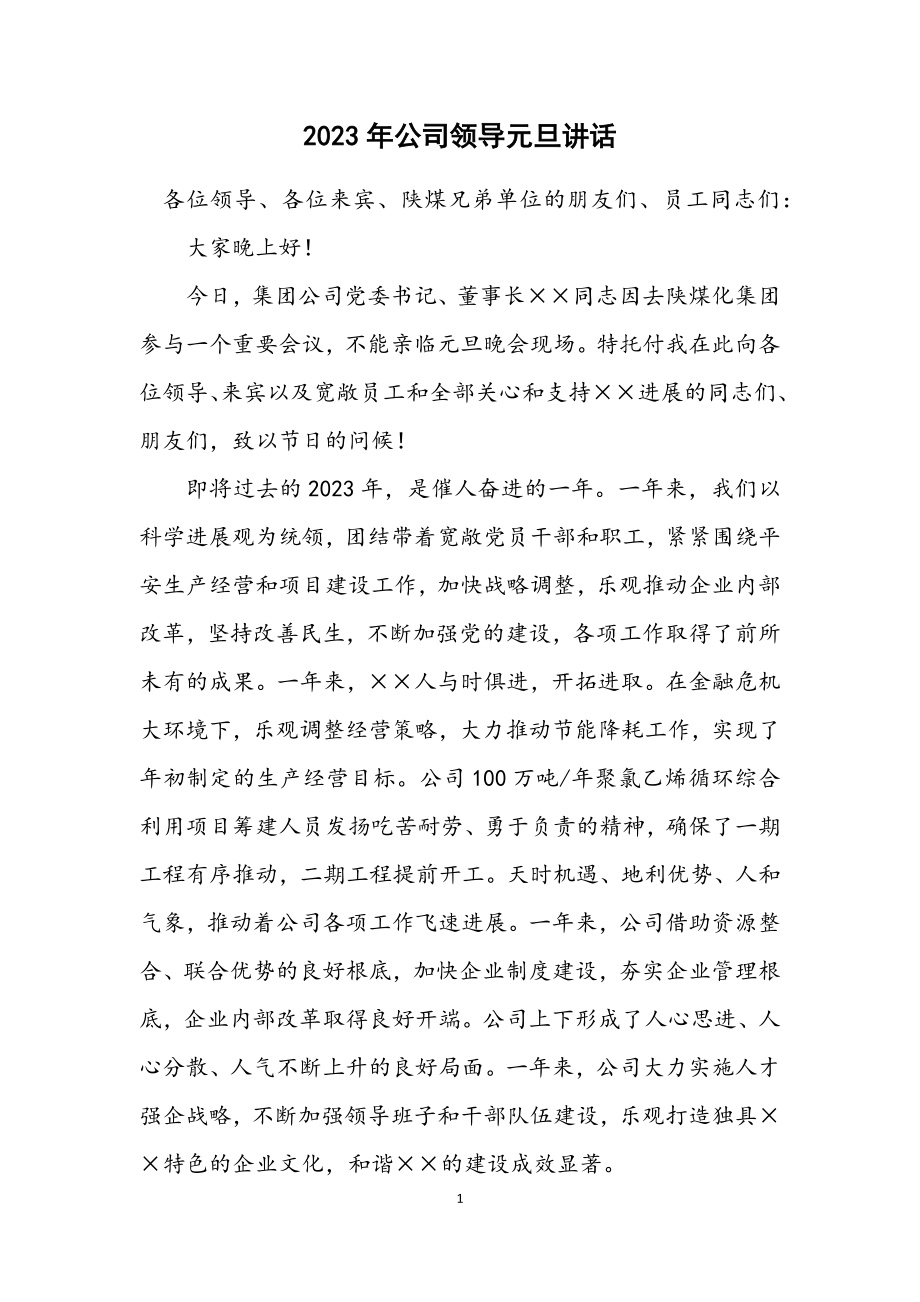 2023年公司领导元旦讲话.docx_第1页