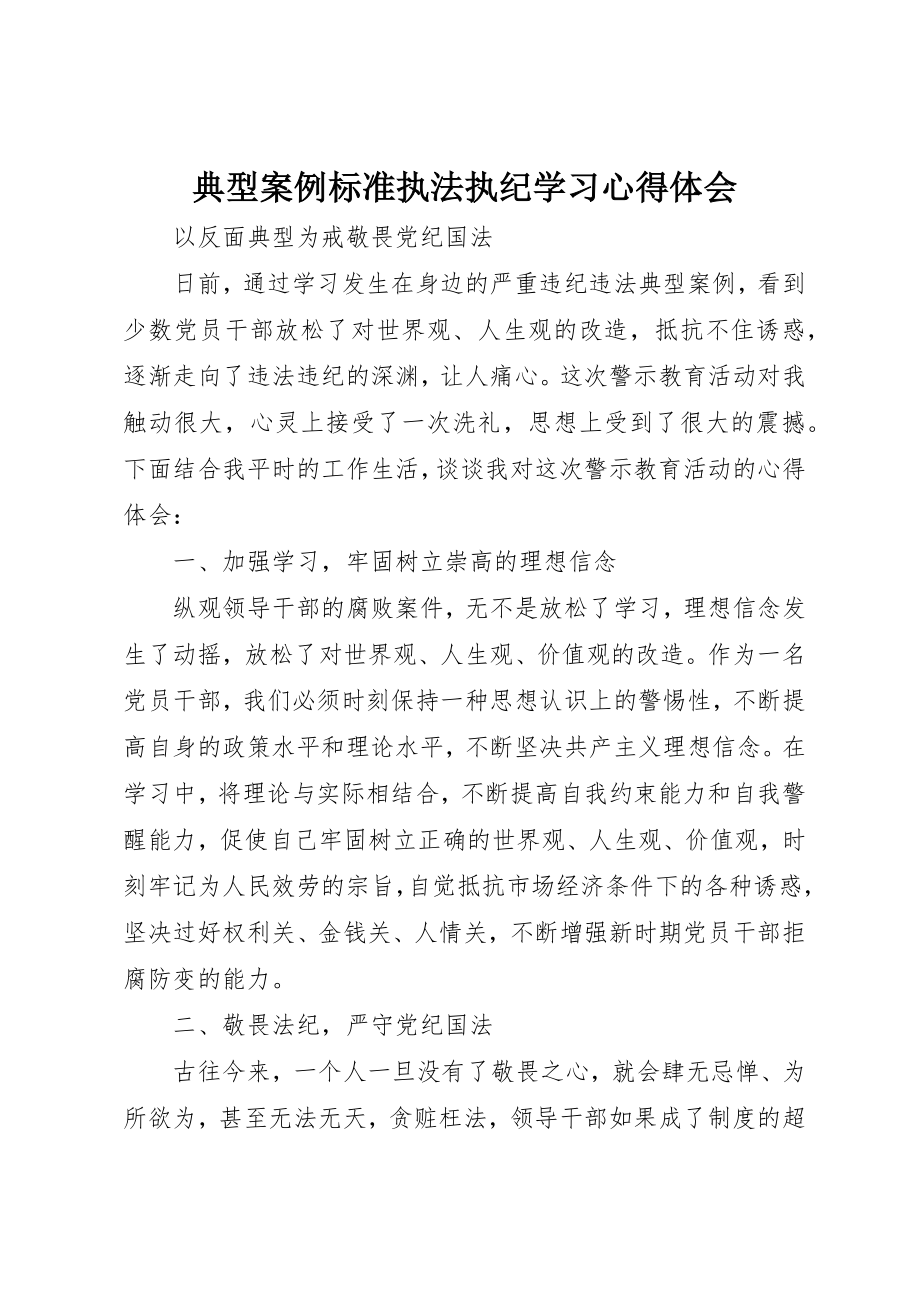 2023年典型案例规范执法执纪学习心得体会.docx_第1页