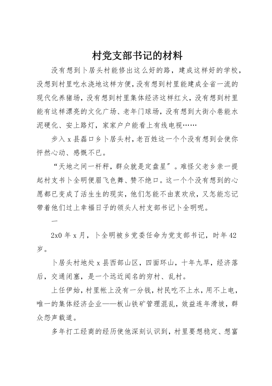 2023年村党支部书记的材料新编.docx_第1页