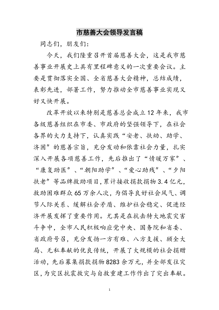 2023年市慈善大会领导发言稿范文.doc_第1页