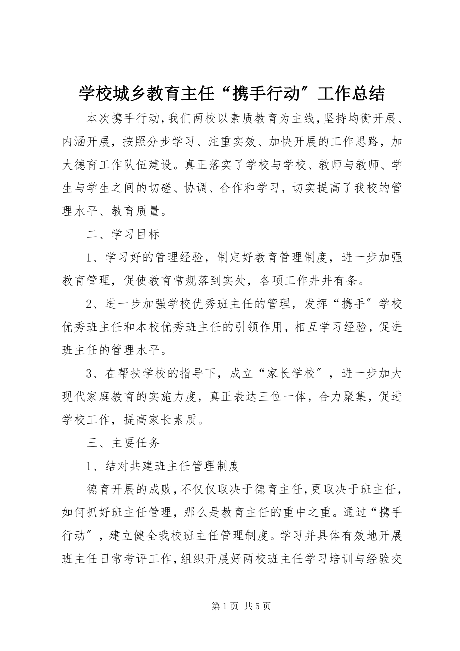 2023年学校城乡教育主任“携手行动”工作总结.docx_第1页