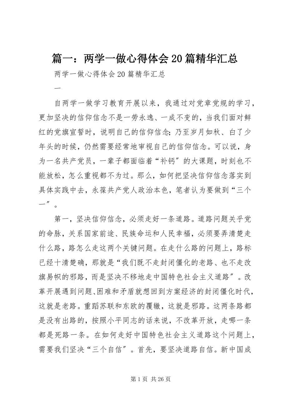 2023年两学一做心得体会20篇精华汇总.docx_第1页