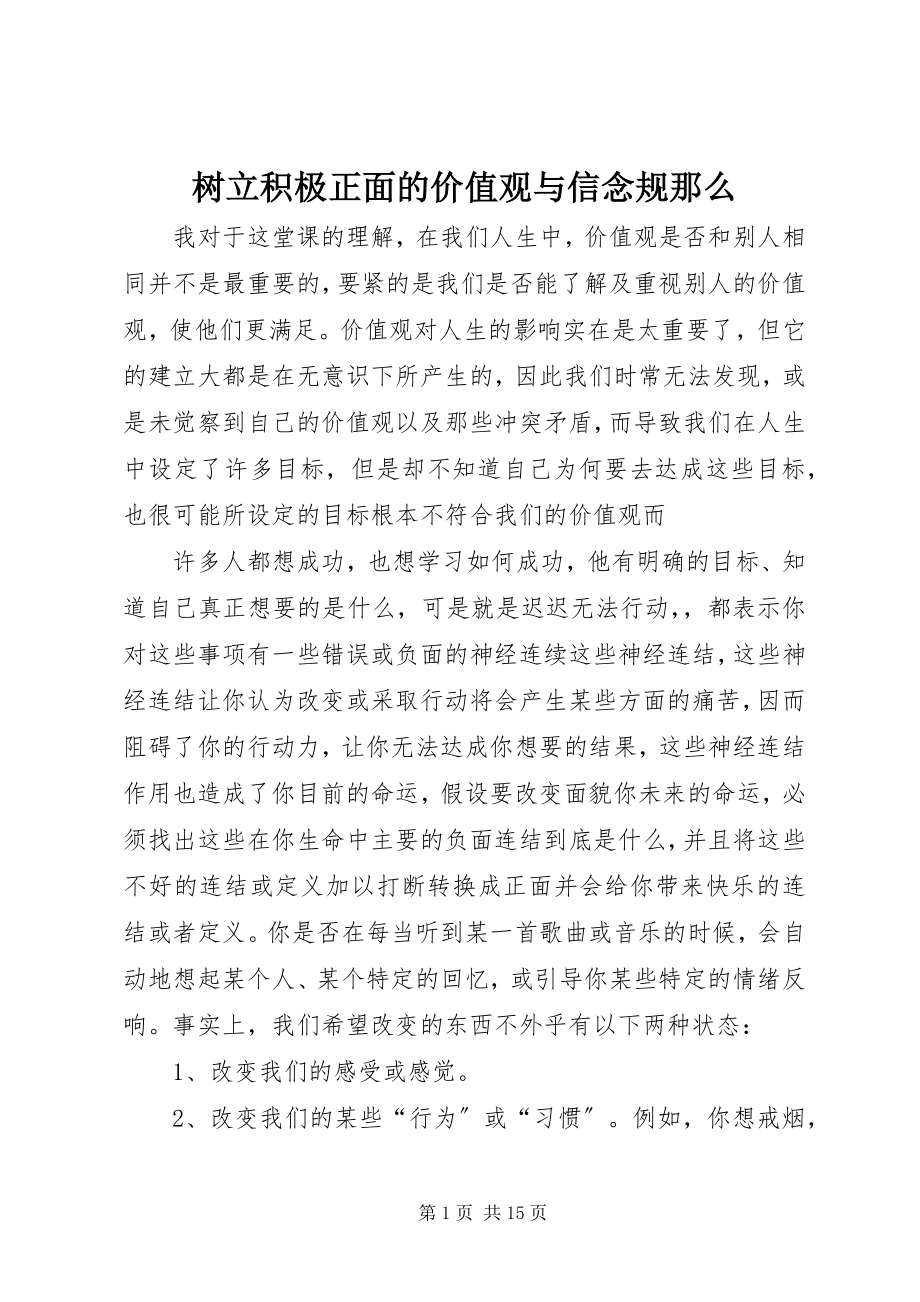 2023年树立积极正面的价值观与信念规则.docx_第1页