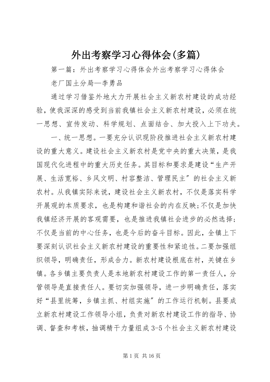 2023年外出考察学习心得体会多篇.docx_第1页