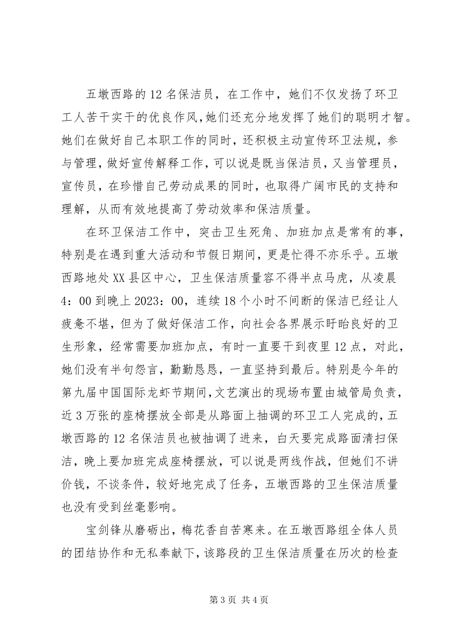 2023年环卫处路面清扫队集体先进事迹材料.docx_第3页